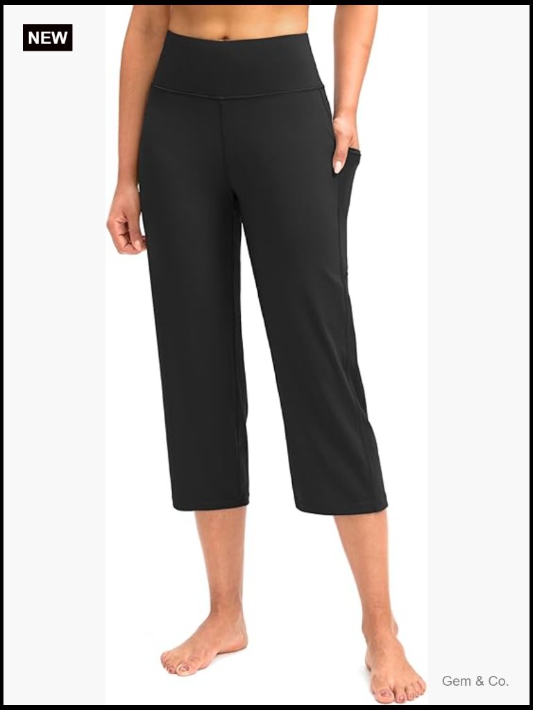 Capri Yoga Pants High Waist Tummy Control Leggings With Pockets Straight Leg
